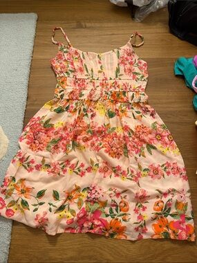 Pants Store Pink Floral Sundress with Spaghetti Straps
